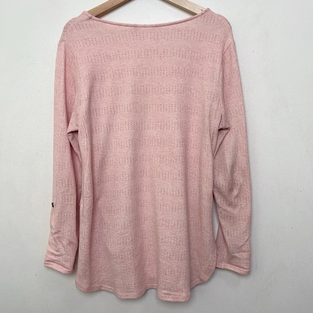 Anthropologie Akemi + Kin Womens Medium Pink Sylvie Pointelle Top